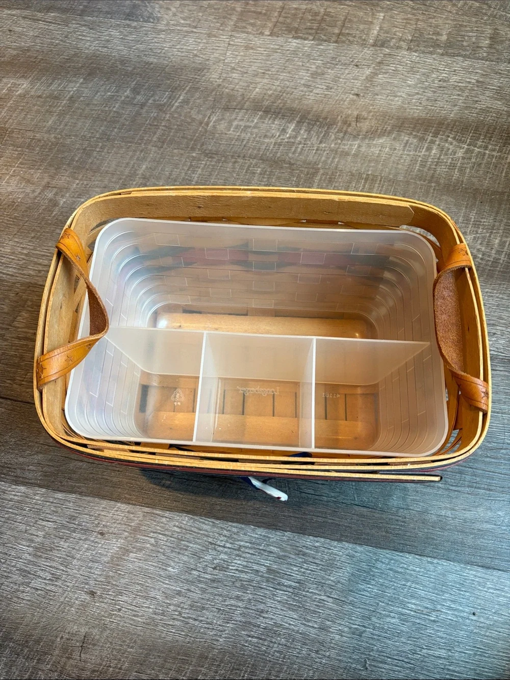 Longaberger Sparkler Basket All-American 2000 w/ Plastic Divider Handles & Charm